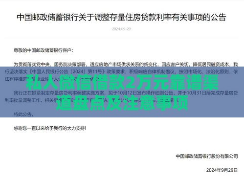 私人微信借款2万元靠谱渠道盘点及注意事项