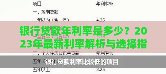 银行贷款年利率是多少？2023年最新利率解析与选择指南