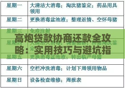 高炮贷款协商还款全攻略：实用技巧与避坑指南