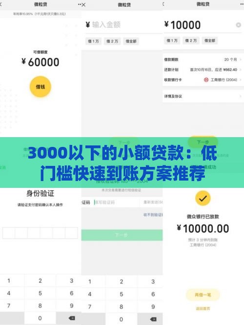 3000以下的小额贷款：低门槛快速到账方案推荐
