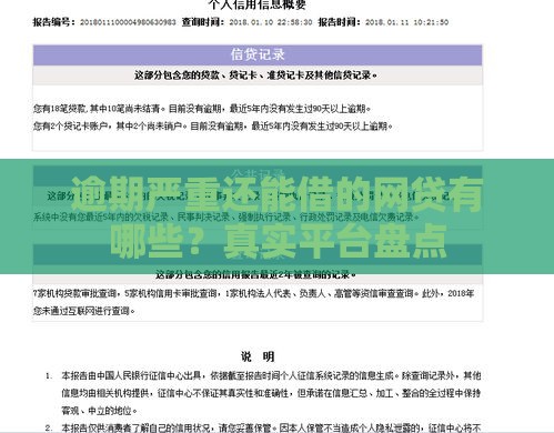 逾期严重还能借的网贷有哪些？真实平台盘点