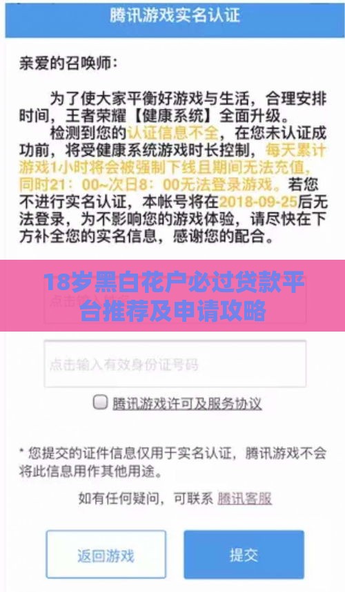 18岁黑白花户必过贷款平台推荐及申请攻略