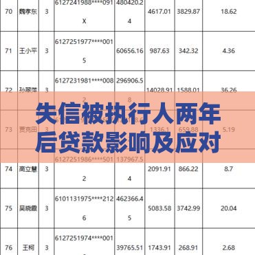 失信被执行人两年后贷款影响及应对策略