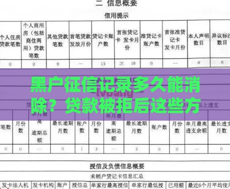 黑户征信记录多久能消除？贷款被拒后这些方法帮你恢复信用