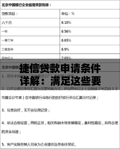 捷信贷款申请条件详解：满足这些要求才能快速通过