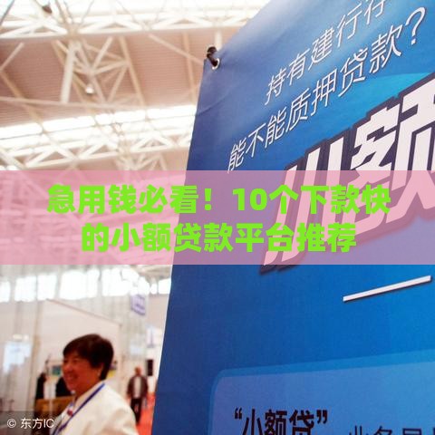 急用钱必看！10个下款快的小额贷款平台推荐