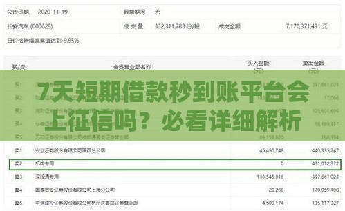 7天短期借款秒到账平台会上征信吗？必看详细解析