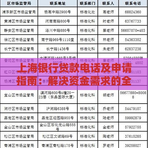 上海银行贷款电话及申请指南：解决资金需求的全流程解析