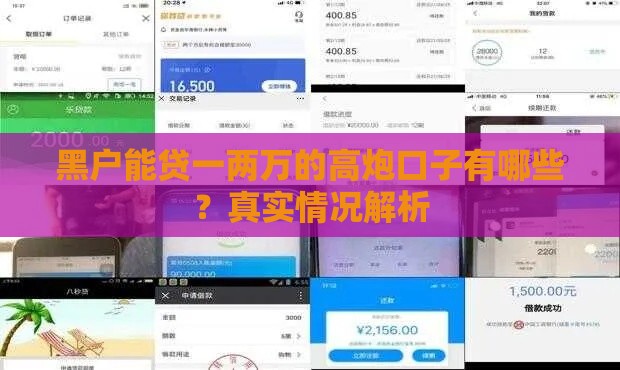 黑户能贷一两万的高炮口子有哪些？真实情况解析