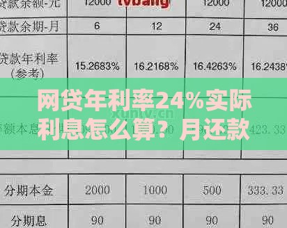 网贷年利率24%实际利息怎么算？月还款额详细解析