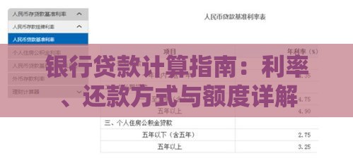 银行贷款计算指南：利率、还款方式与额度详解
