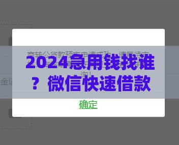 2024急用钱找谁？微信快速借款指南，解决短期资金难题