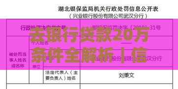 去银行贷款20万条件全解析｜信用收入材料全攻略