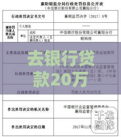 去银行贷款20万条件全解析｜信用收入材料全攻略