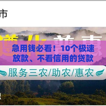 急用钱必看!10个极速放款、不看信用的贷款平台推荐 急用钱必看!10个极速放款、不看信用的贷款平台推荐