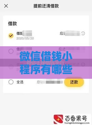 微信借钱小程序有哪些？这5个正规平台快速到账