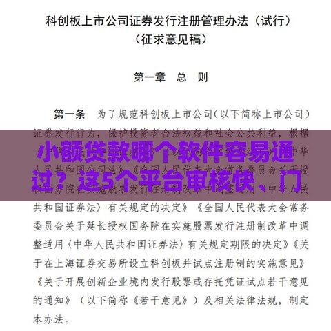 小额贷款哪个软件容易通过？这5个平台审核快、门槛低
