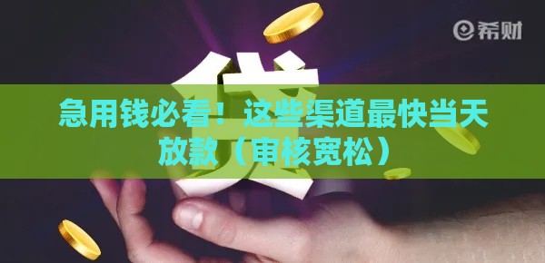 急用钱必看！这些渠道最快当天放款（审核宽松）