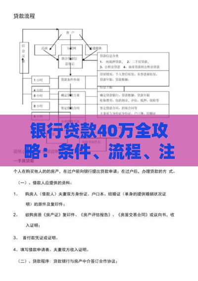 银行贷款40万全攻略：条件、流程、注意事项