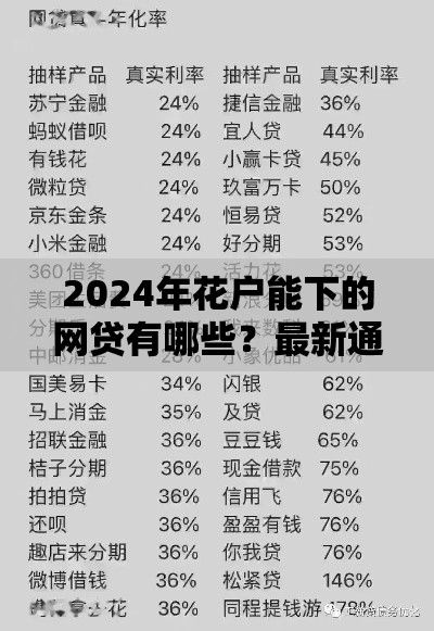 2024年花户能下的网贷有哪些？最新通过率高平台盘点