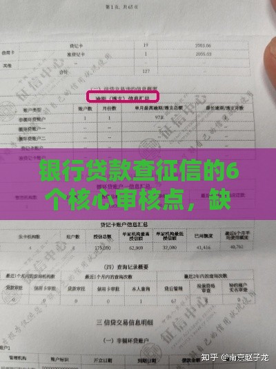 银行贷款查征信的6个核心审核点，缺一不可！