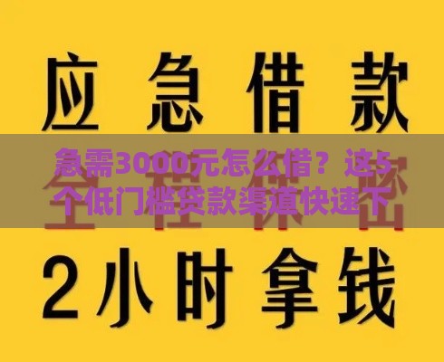 急需3000元怎么借？这5个低门槛贷款渠道快速下款