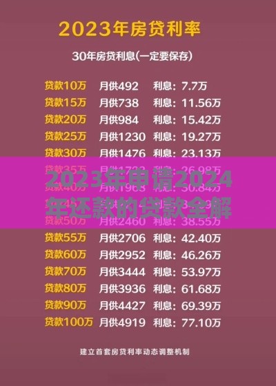 2023年申请2024年还款的贷款全解析