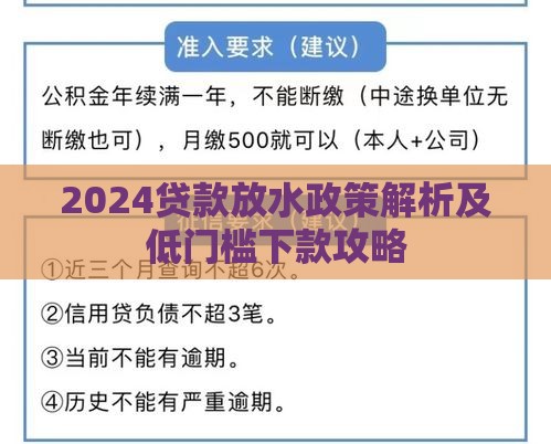 2024贷款放水政策解析及低门槛下款攻略