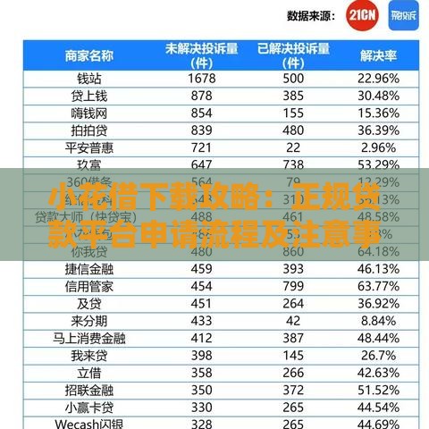 小花借下载攻略：正规贷款平台申请流程及注意事项详解