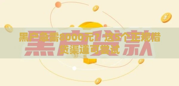 黑户急需8000元？这5个正规借贷渠道可尝试