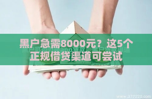 黑户急需8000元？这5个正规借贷渠道可尝试