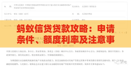 蚂蚁信贷贷款攻略：申请条件、额度利率及注意事项