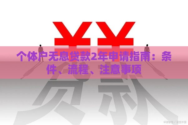 个体户无息贷款2年申请指南：条件、流程、注意事项