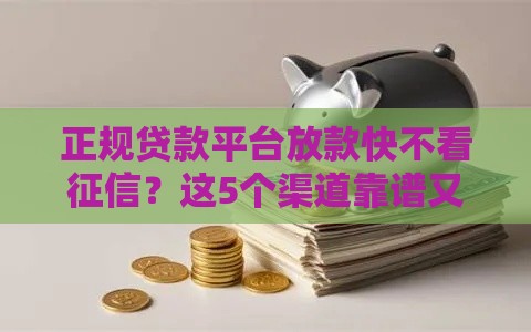 正规贷款平台放款快不看征信？这5个渠道靠谱又高效