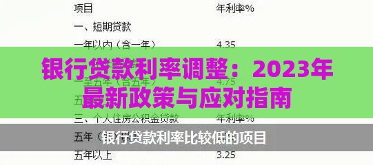 银行贷款利率调整：2023年最新政策与应对指南