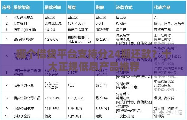 哪个借贷平台支持分24期还款？十大正规低息产品推荐