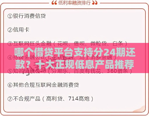 哪个借贷平台支持分24期还款？十大正规低息产品推荐
