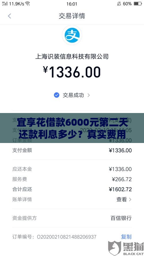 宜享花借款6000元第二天还款利息多少？真实费用解析