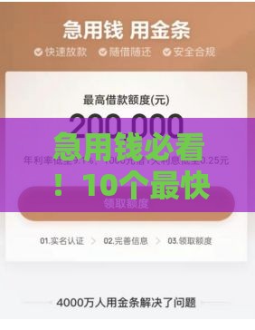 急用钱必看！10个最快放款的借款平台推荐（正规安全）