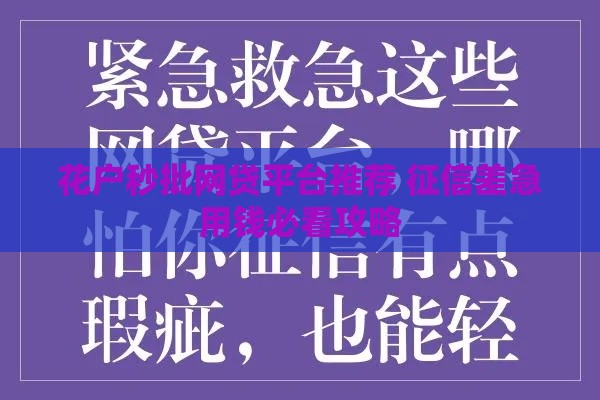 花户秒批网贷平台推荐 征信差急用钱必看攻略