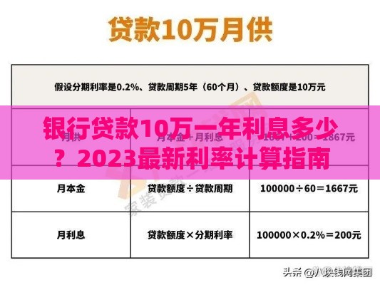 银行贷款10万一年利息多少？2023最新利率计算指南