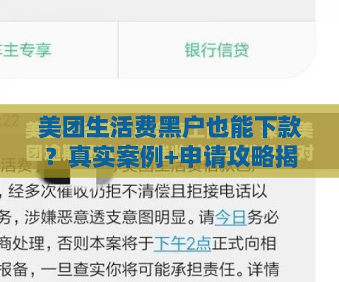 美团生活费黑户也能下款？真实案例+申请攻略揭秘