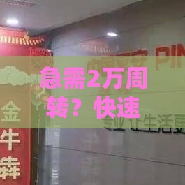 急需2万周转？快速到账私人贷款申请攻略