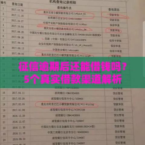 征信逾期后还能借钱吗？5个真实借款渠道解析