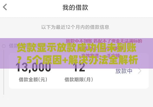 贷款显示放款成功但未到账？5个原因+解决办法全解析