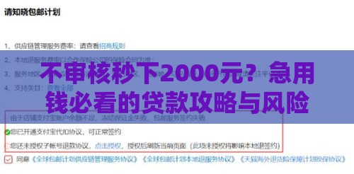 不审核秒下2000元？急用钱必看的贷款攻略与风险提示