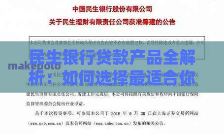 民生银行贷款产品全解析：如何选择最适合你的方案？
