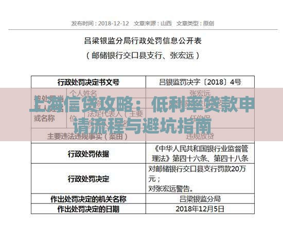 上海信贷攻略：低利率贷款申请流程与避坑指南