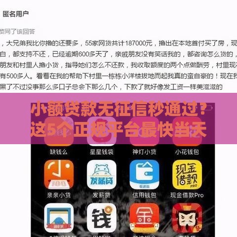 小额贷款无征信秒通过？这5个正规平台最快当天到账