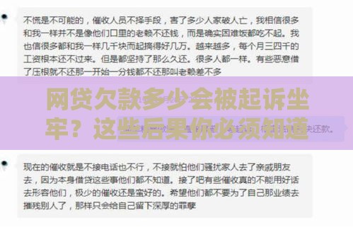 网贷欠款多少会被起诉坐牢？这些后果你必须知道